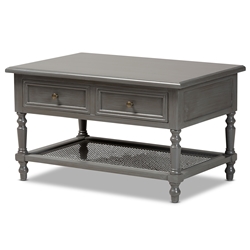 Baxton Studio Sheldon Modern and Contemporary Vintage Grey Finished Wood 2-Drawer Coffee Table
